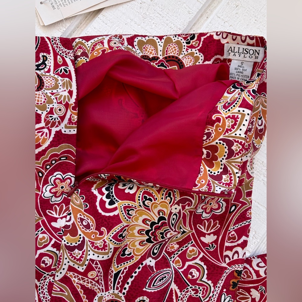 Allison‎ Taylor Silk Shantung Pants Paisley Lined Side Zip Size 12 - Picture 4 of 13